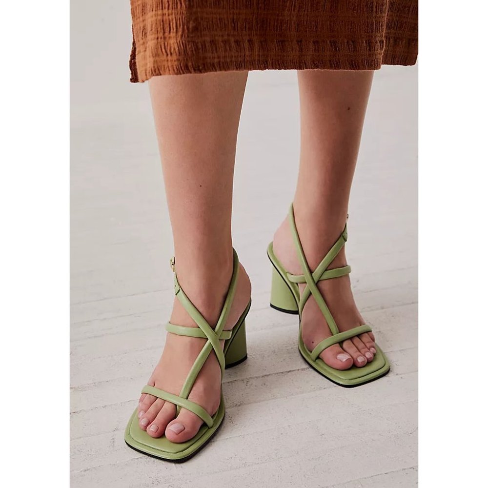 Free People Green Strappy Heels